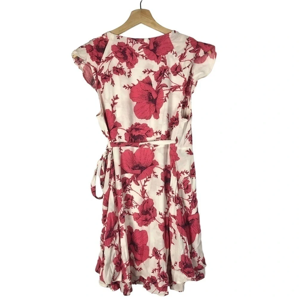 Free People French Quarter‎ Pink Floral Wrap Mini Dress XS